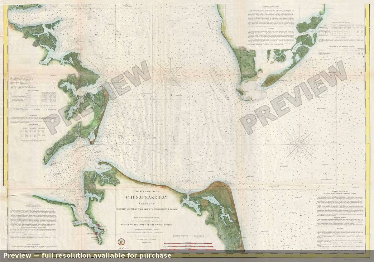 Antique map: Chesapeake Entrance, 1863, 1863