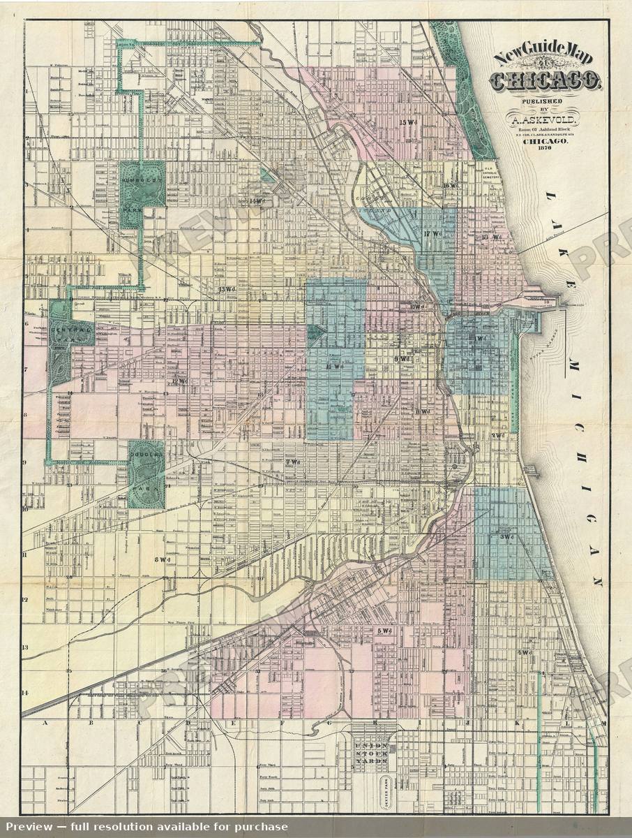 Antique map: Chicago, 1876, 1876