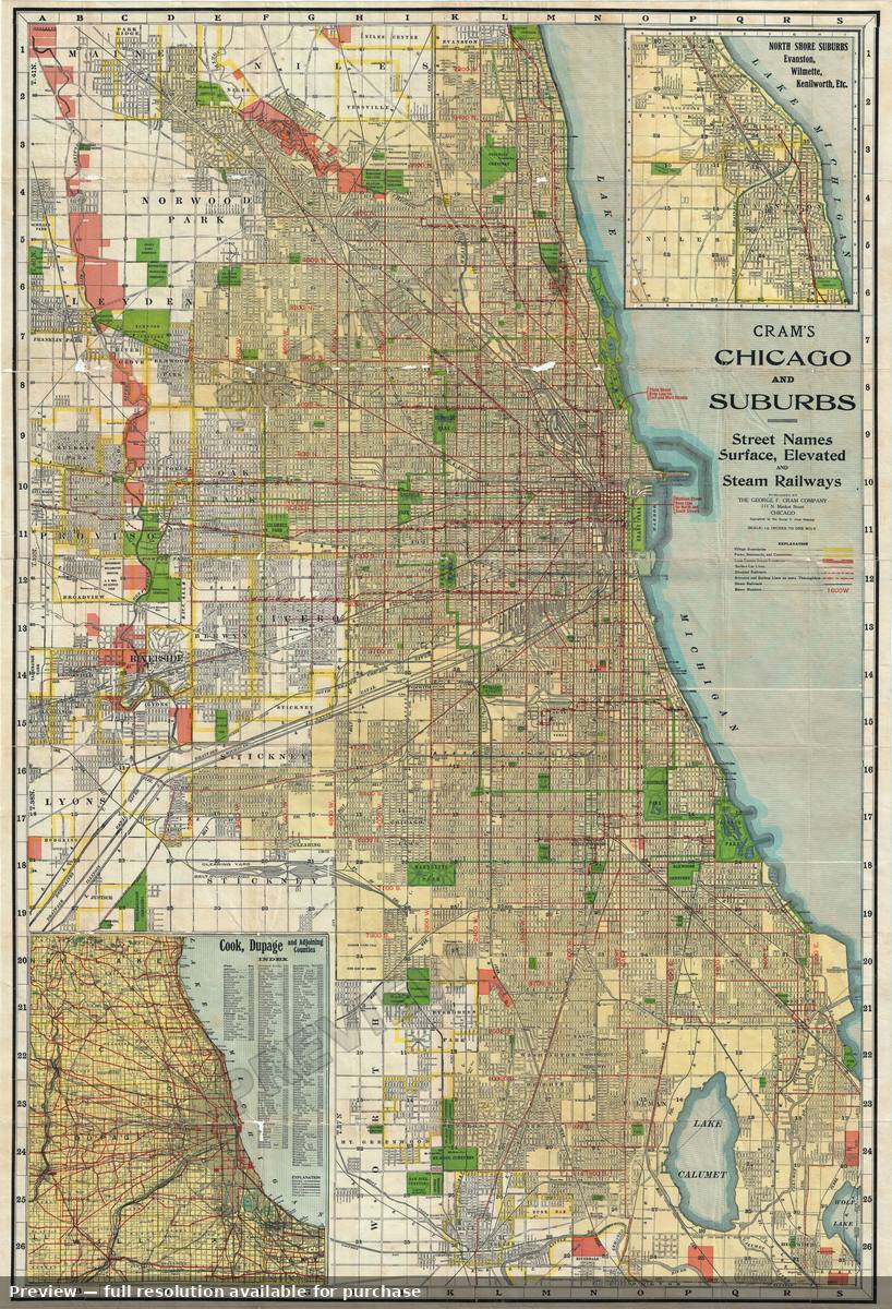 Antique map: Chicago, 1920, 1920