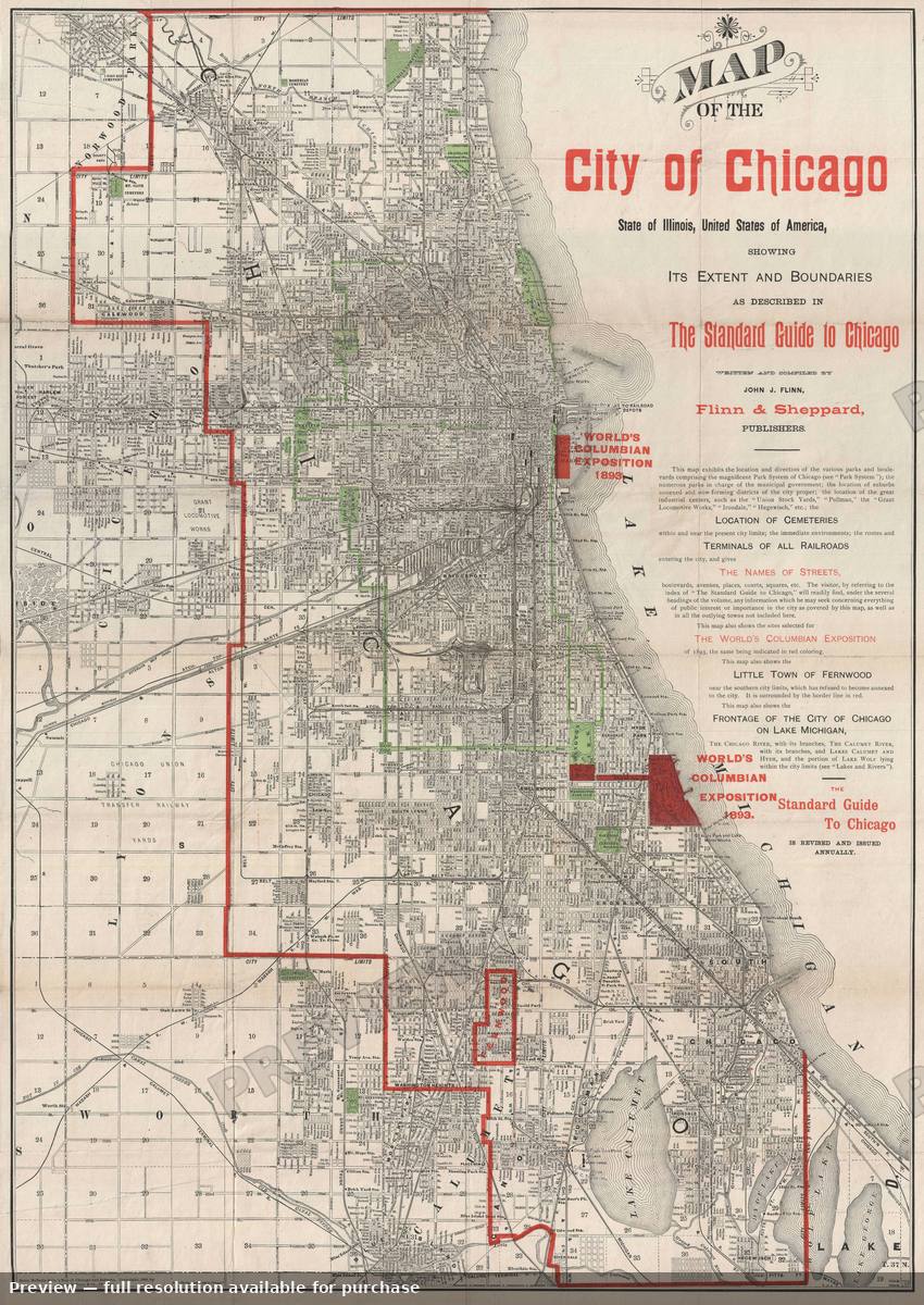 Antique map: Chicago, 1890, 1890