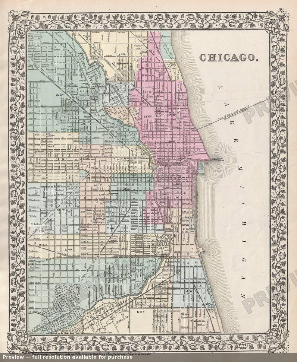 Antique map: Chicago, 1874, 1874