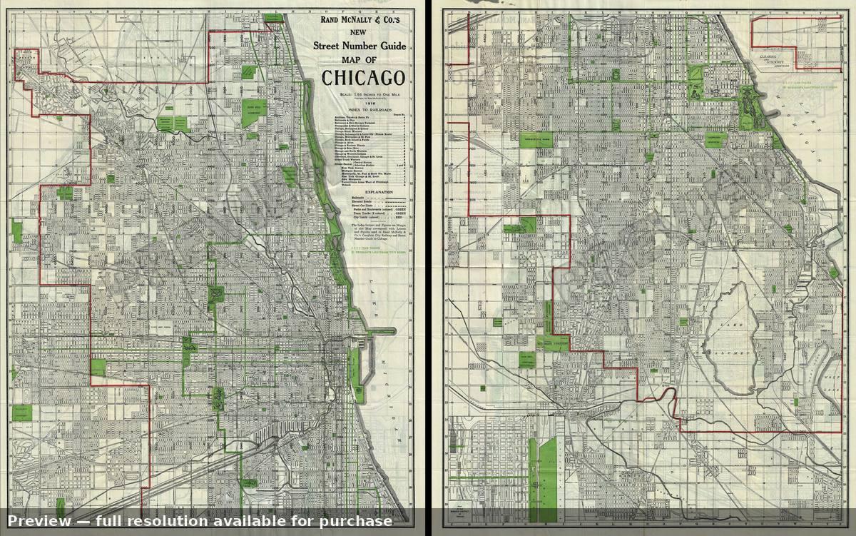 Antique map: Chicago, 1916, 1916