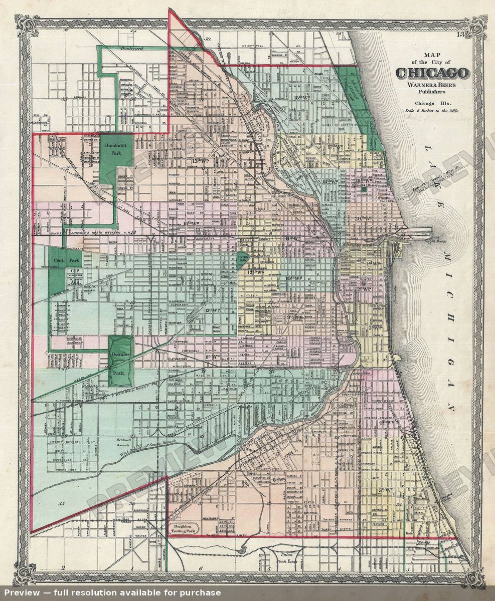 Antique map: Chicago, 1872, 1872