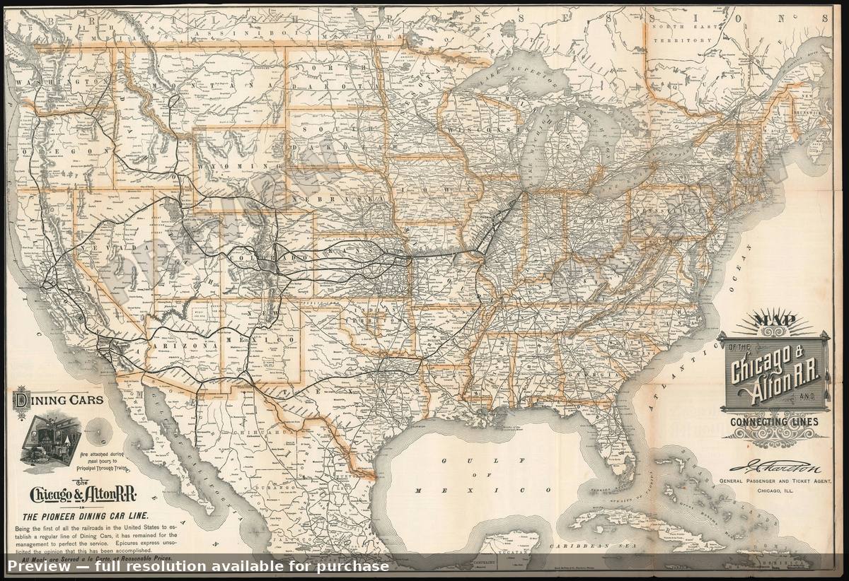 Antique map: Chicago Alton RR, 1898