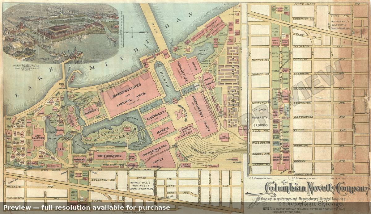 Antique map: Chicago Worlds Fair 5, 1893