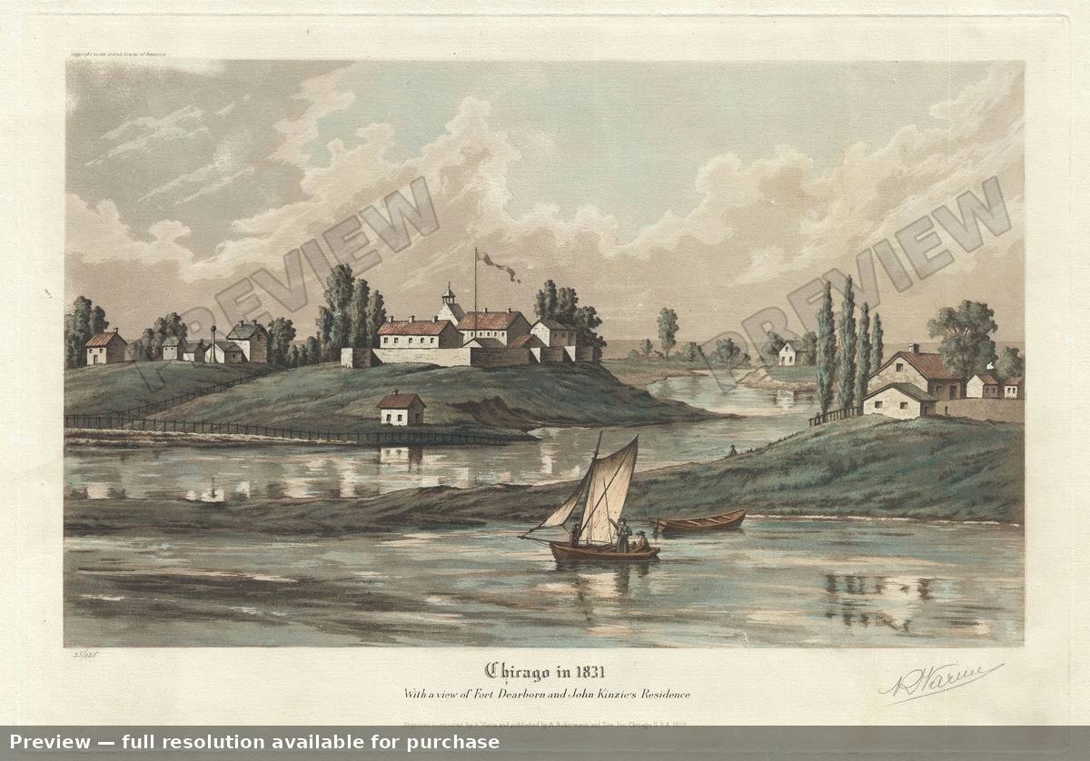 Antique map: Chicagoin 1831, 1929