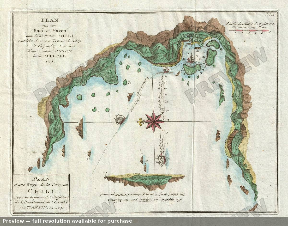 Antique map: Chile, 1741