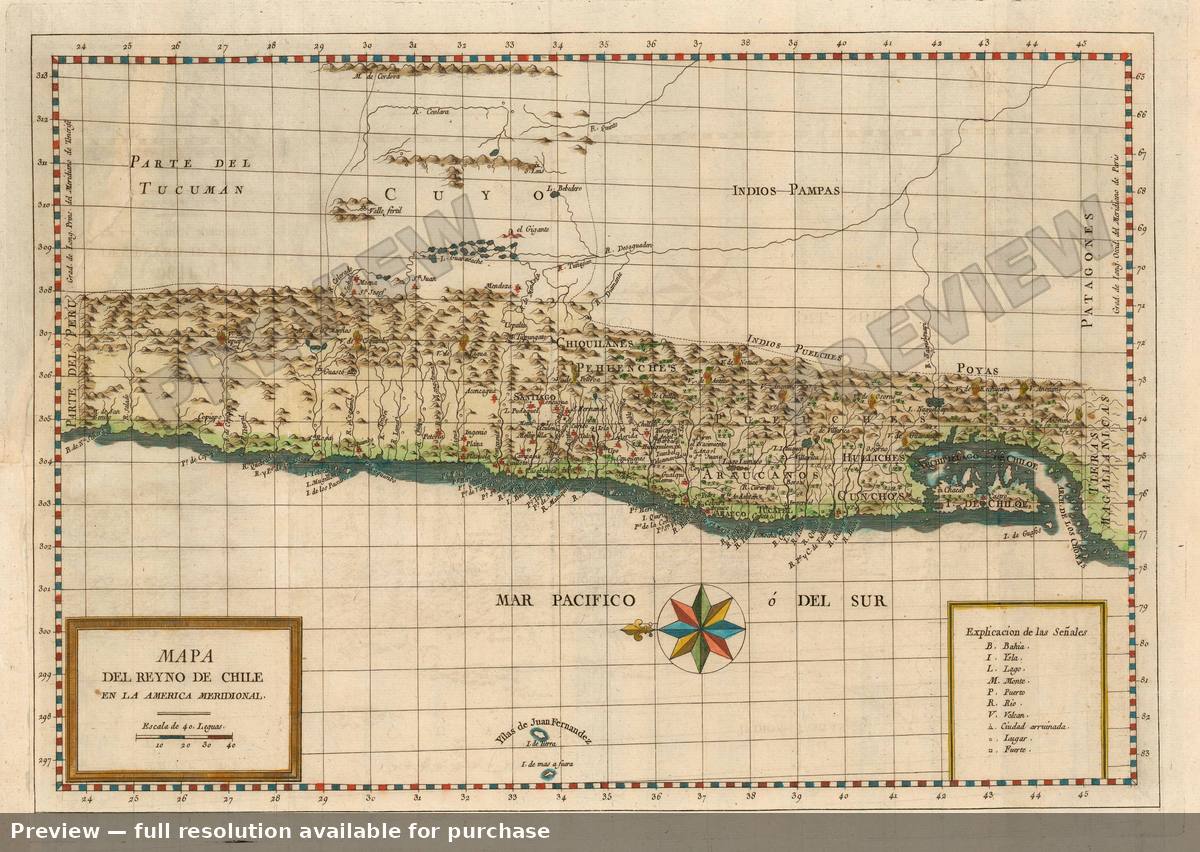 Antique map: Chile, 1788, 1788