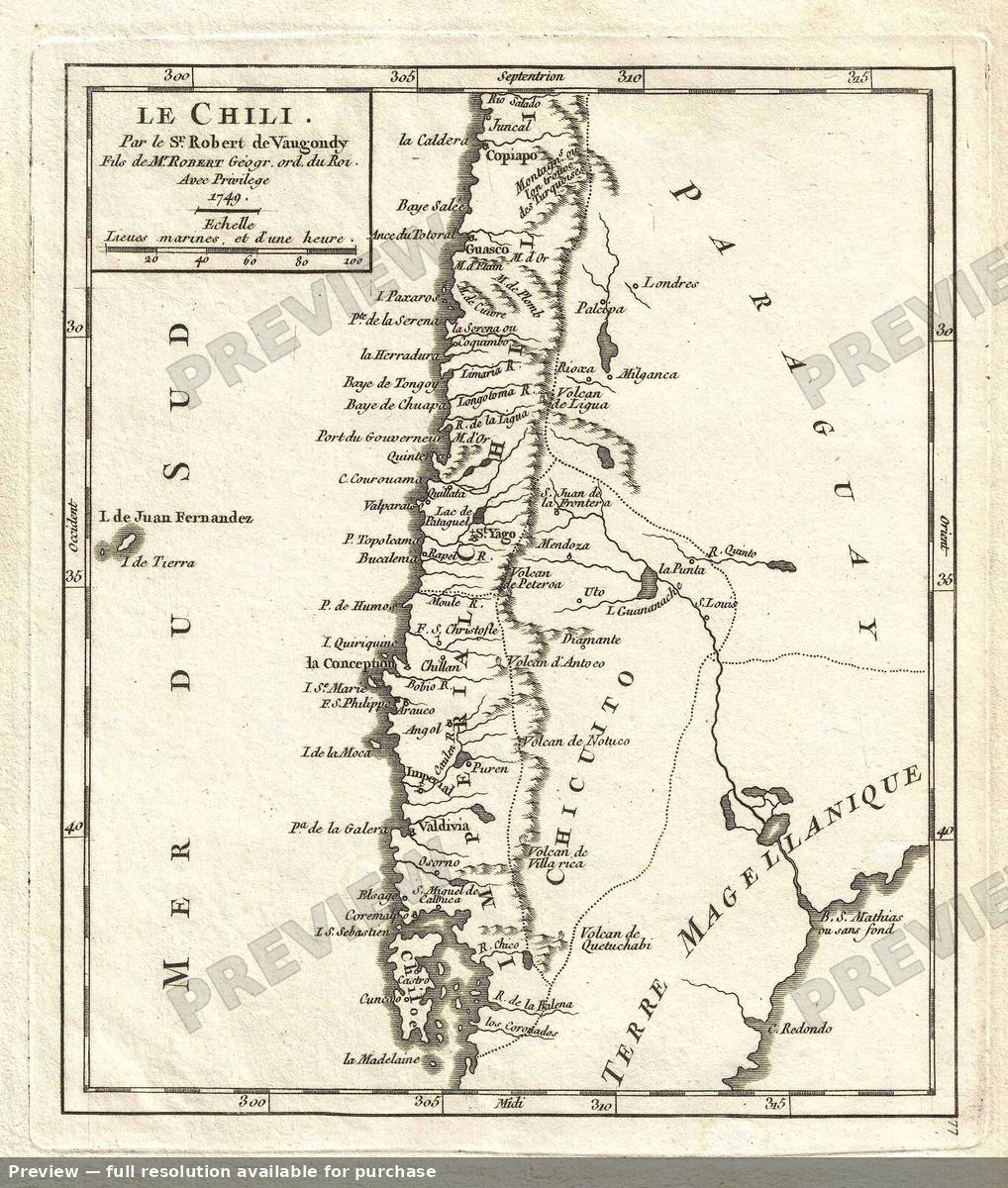 Antique map: Chile, 1749