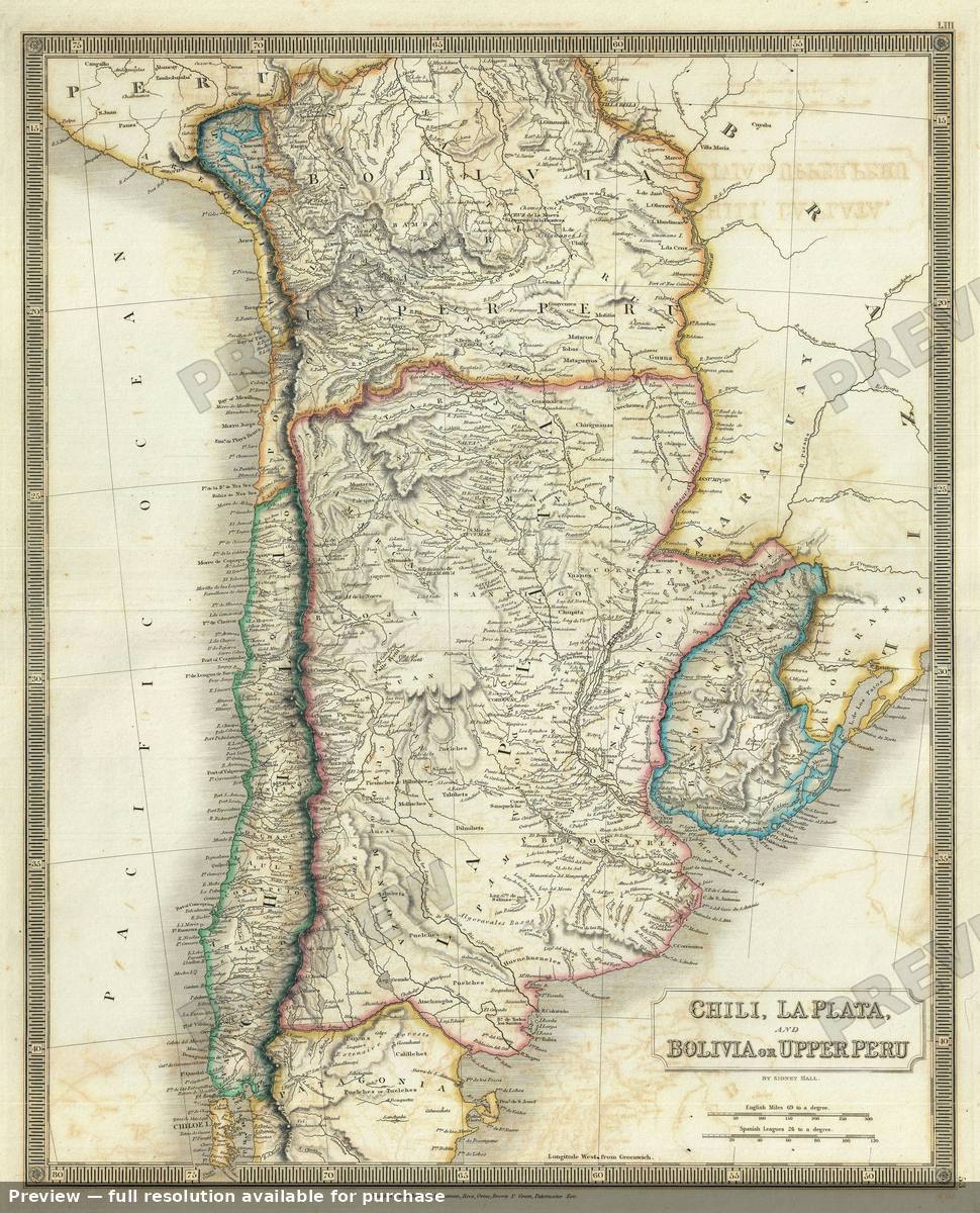 Antique map: Chile Bolivia, 1835