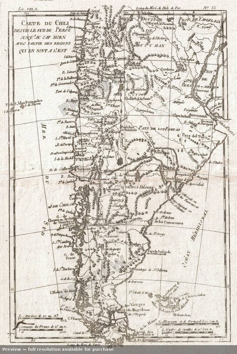 Antique map: Chili, 1780, 1780