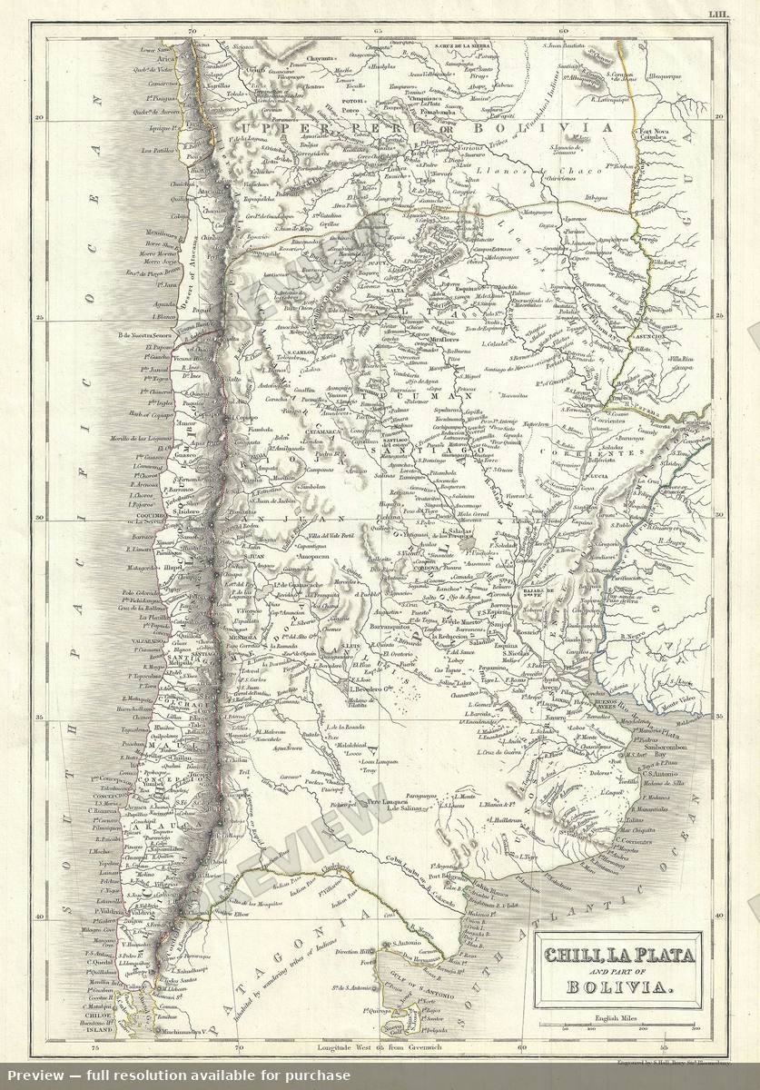 Antique map: Chili La Plata, 1844, 1844