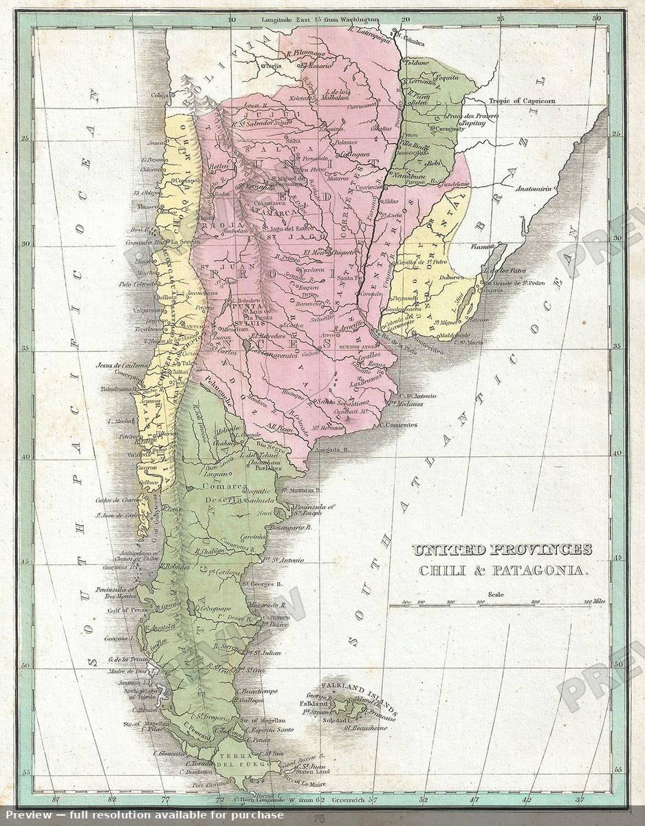 Antique map: Chili Patagonia, 1835, 1835