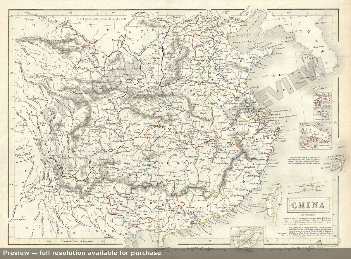 Antique map: China, 1844