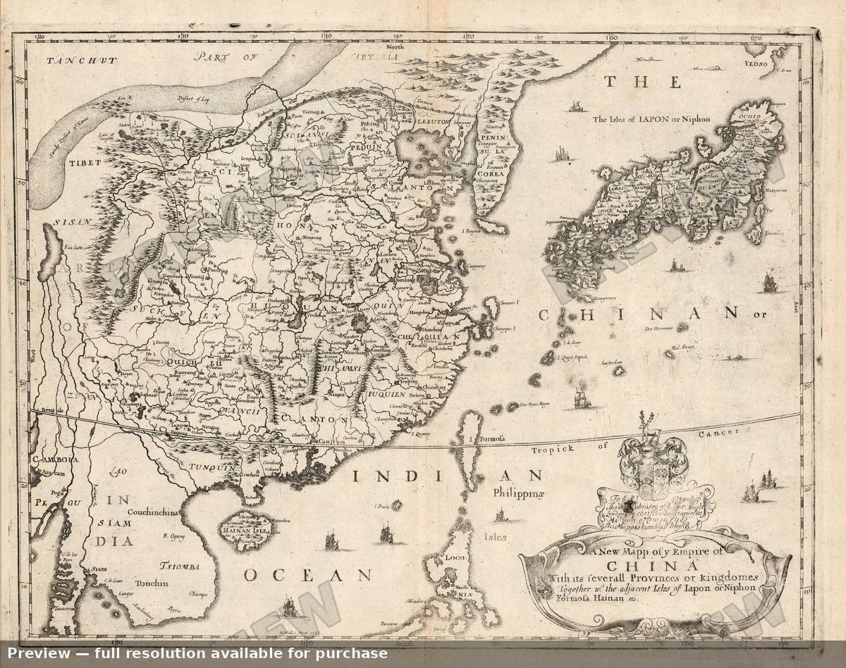 Antique map: China, 1682