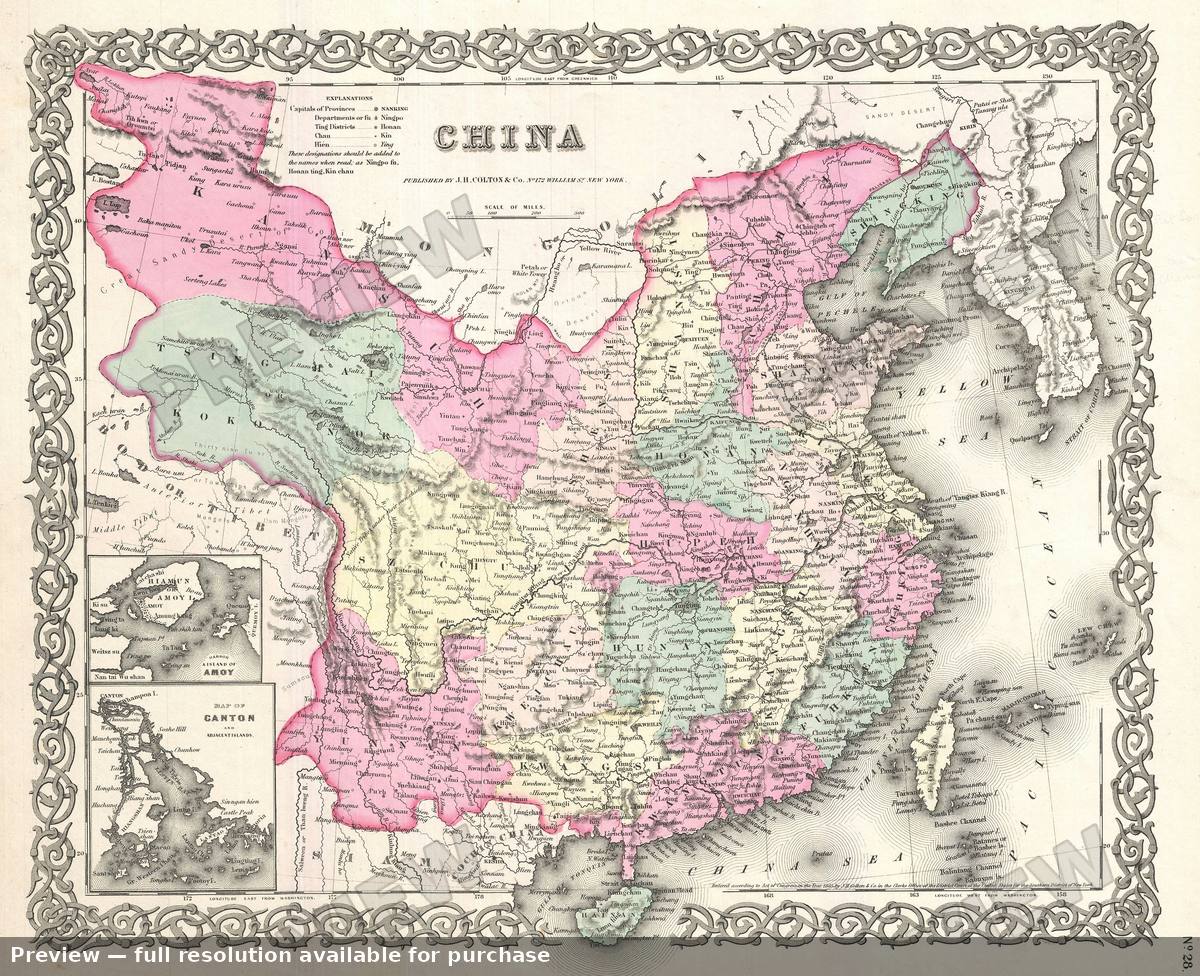 Antique map: China, 1855