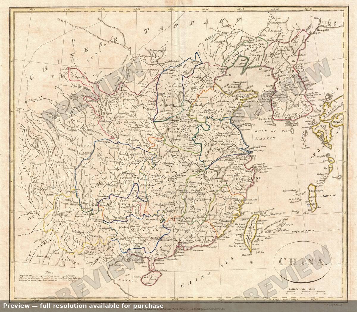 Antique map: China, 1799