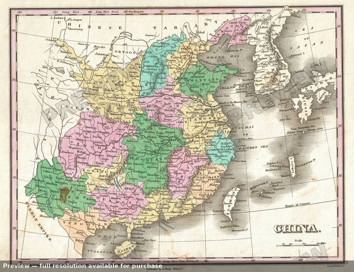 Antique map: China, 1827