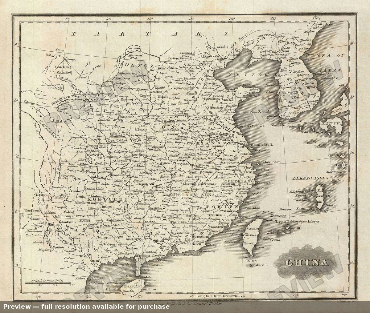 Antique map: China, 1828