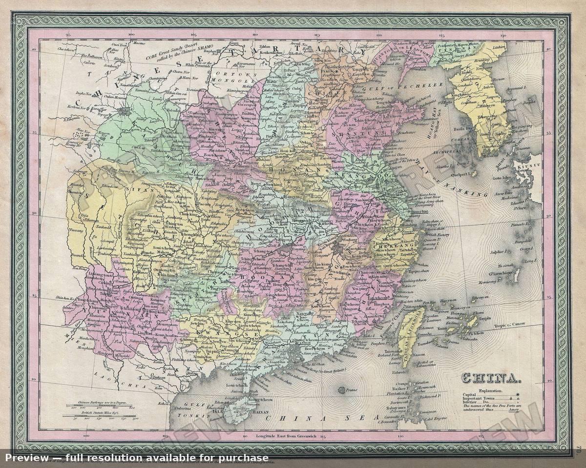 Antique map: China, 1850, 1850