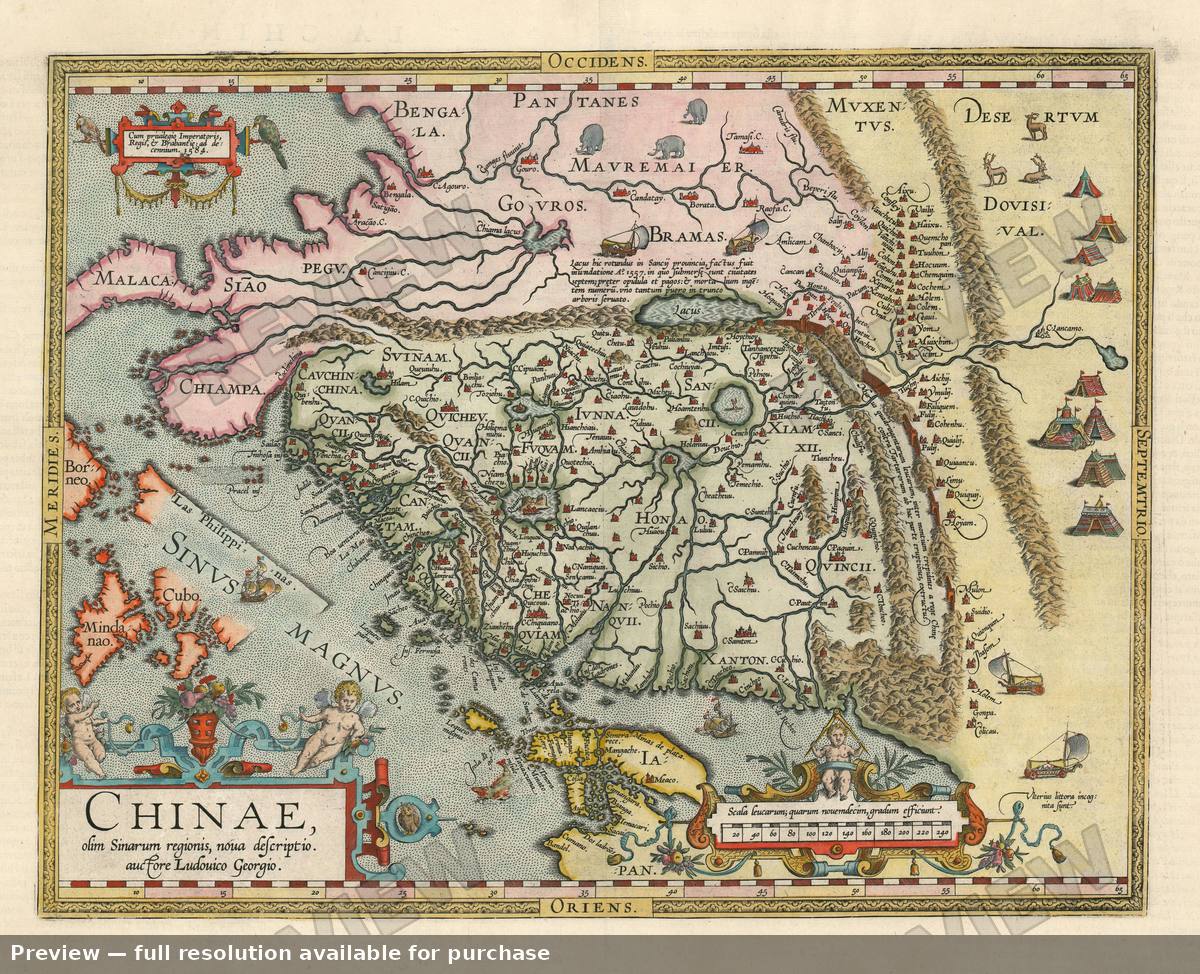 Antique map: China, 1608
