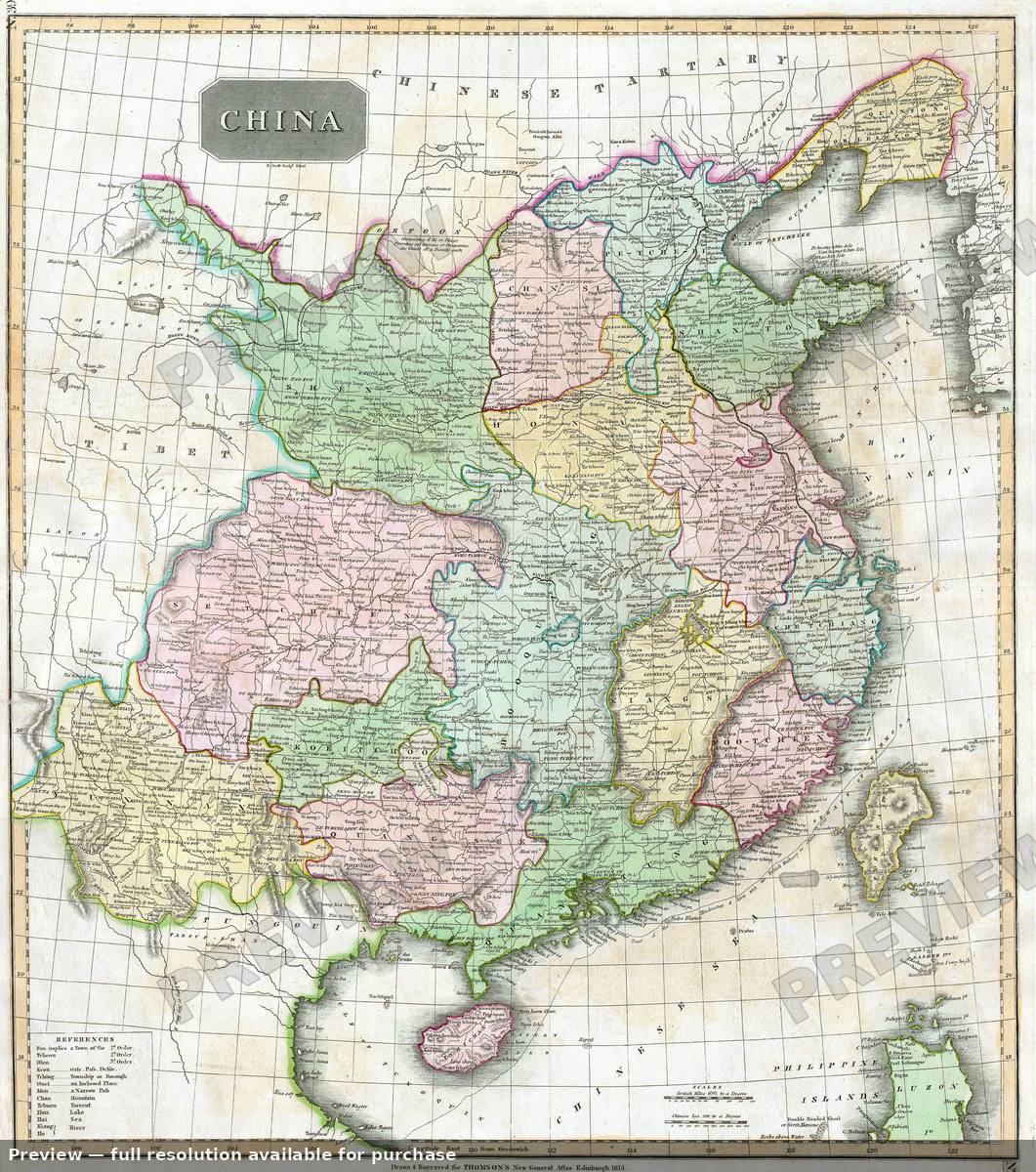 Antique map: China, 1815