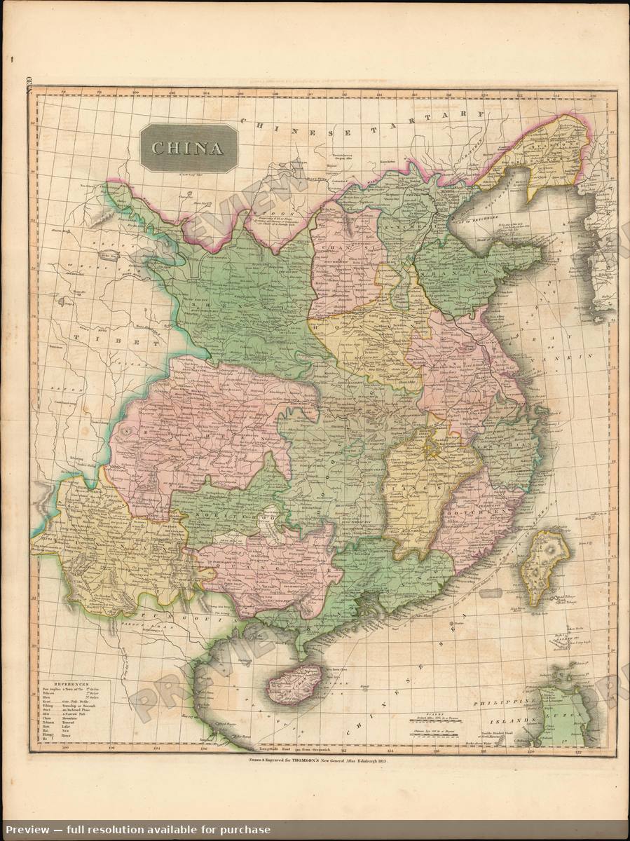 Antique map: China, 1815