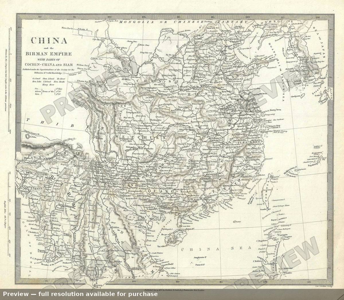 Antique map: China Birman, 1834, 1834
