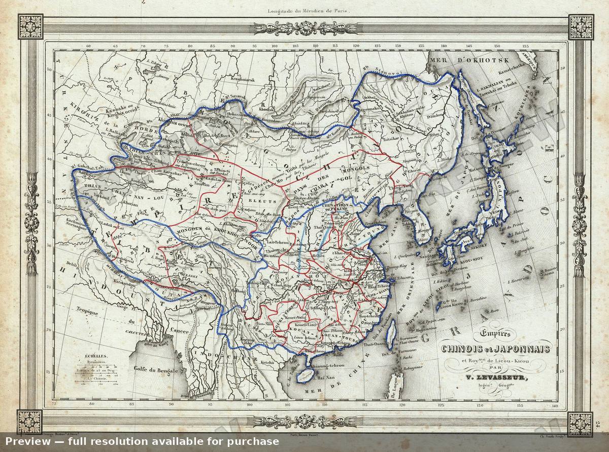 Antique map: China Japan, 1852, 1852