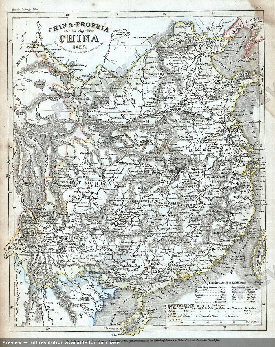 Antique map: China Propria, 1854