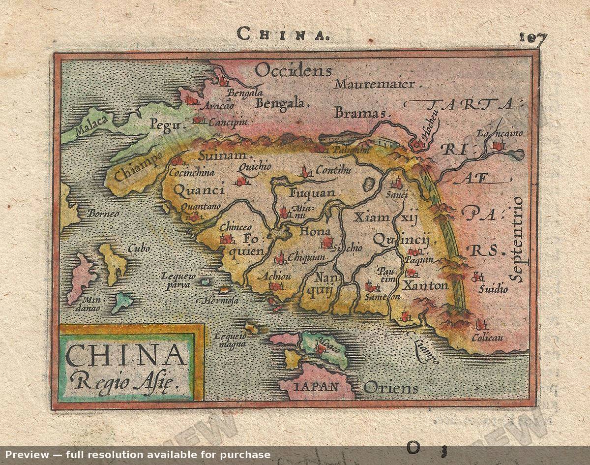Antique map: China Regio Asie, 1598