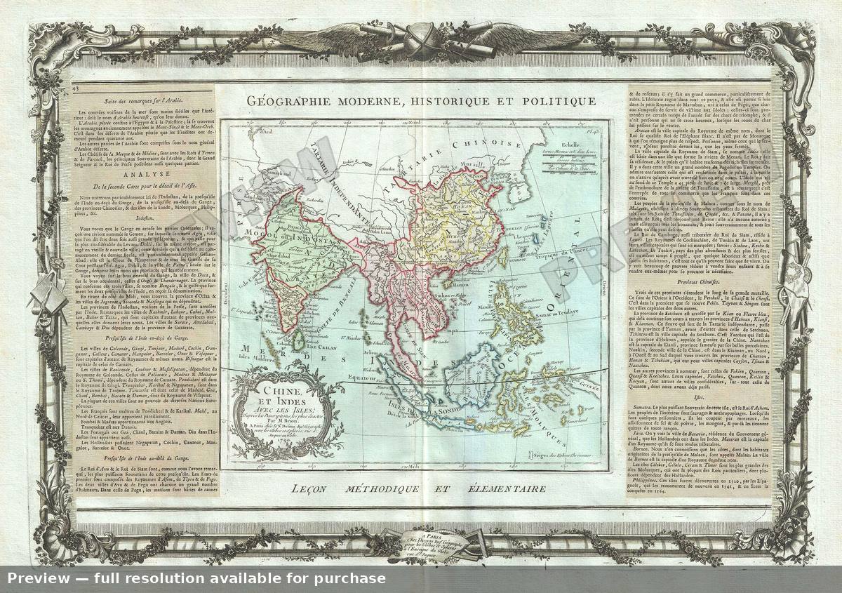 Antique map: Chine Et Indes, 1786