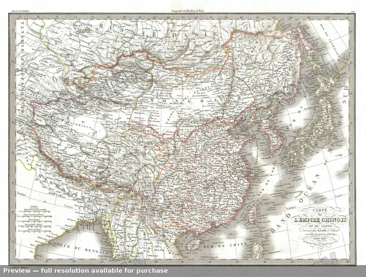 Antique map: Chinois, 1829, 1829