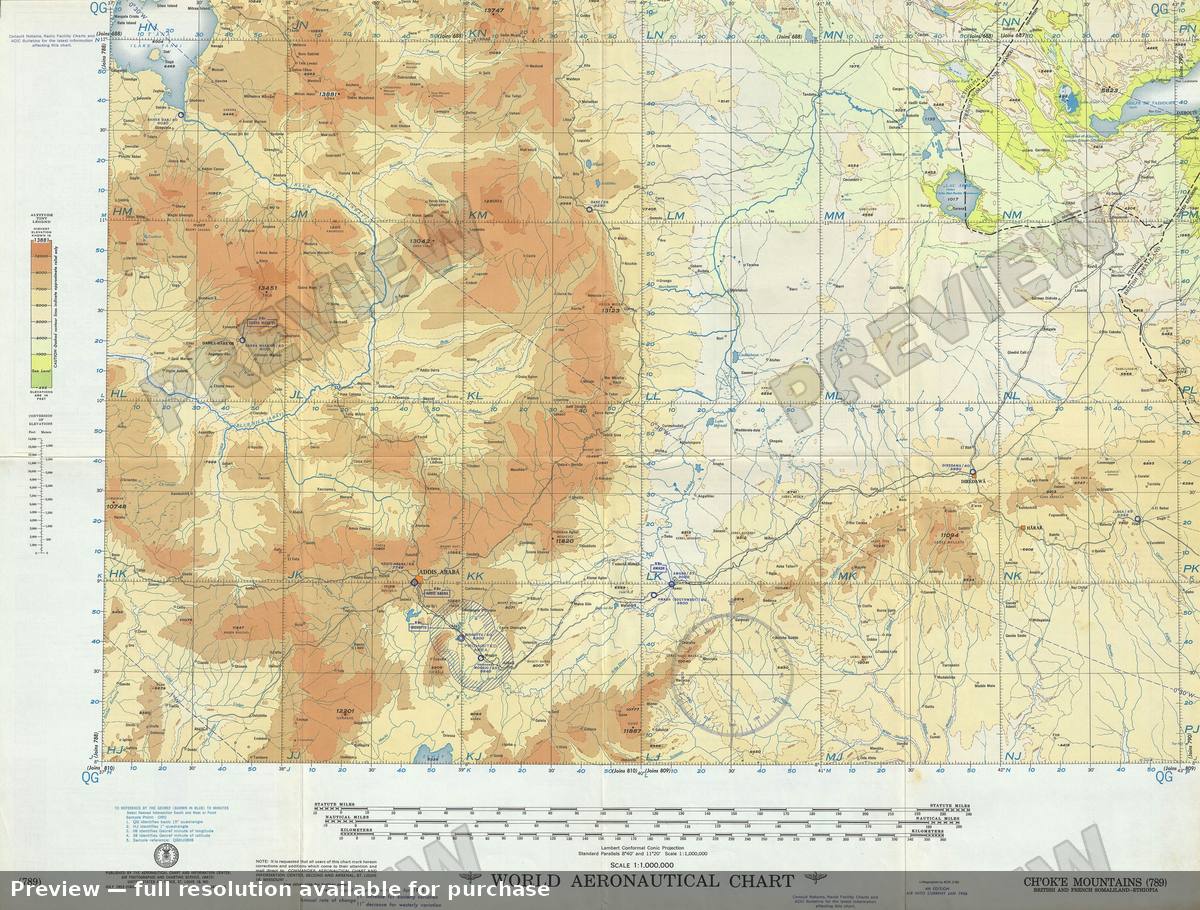 Antique map: Choke Mountains, 1956
