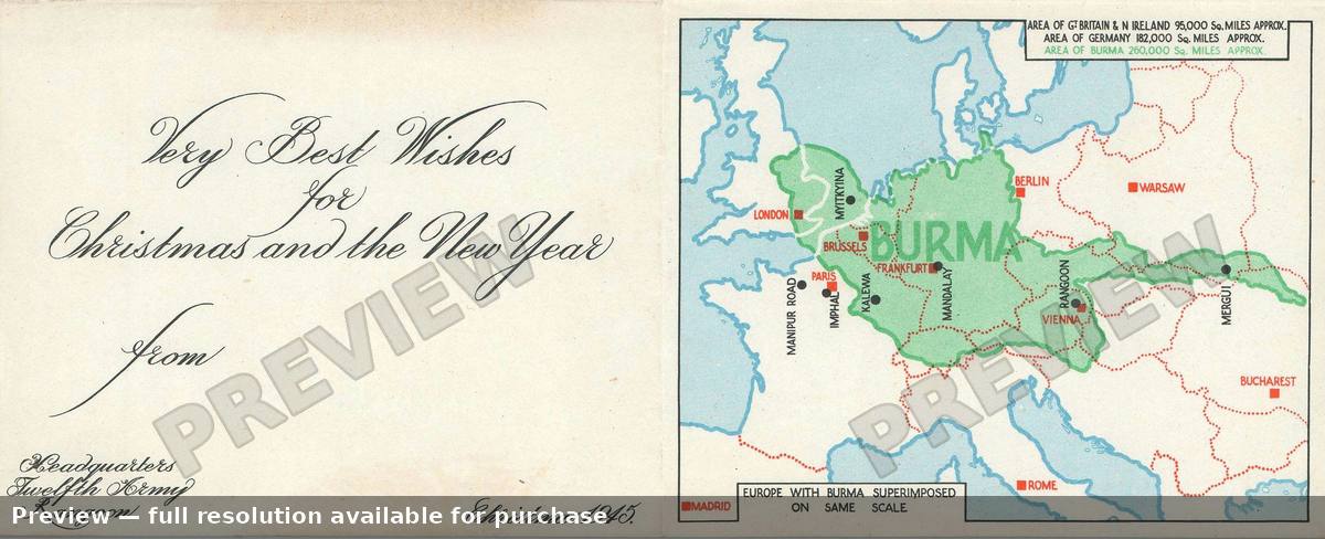 Antique map: Christmas Greetings, 1945, 1945