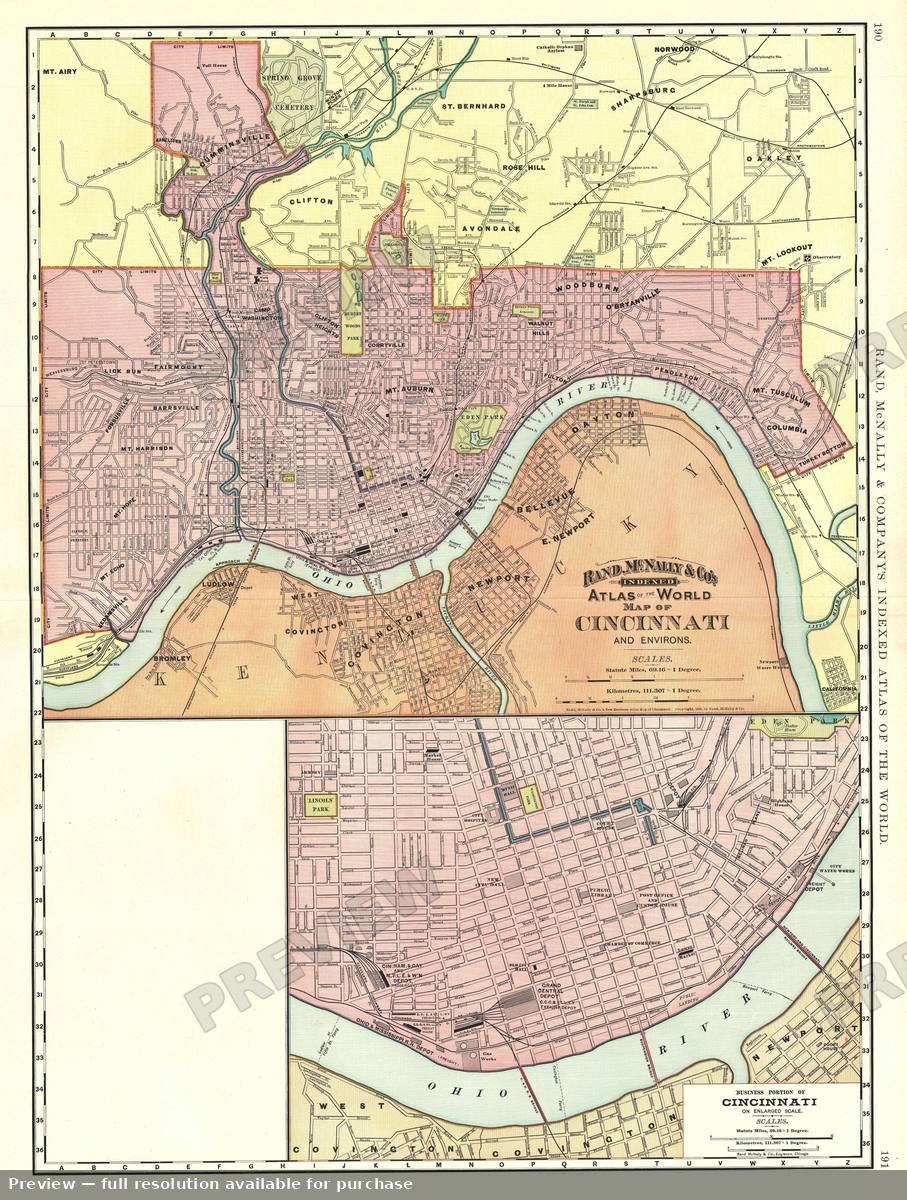 Antique map: Cincinnati, 1893, 1893