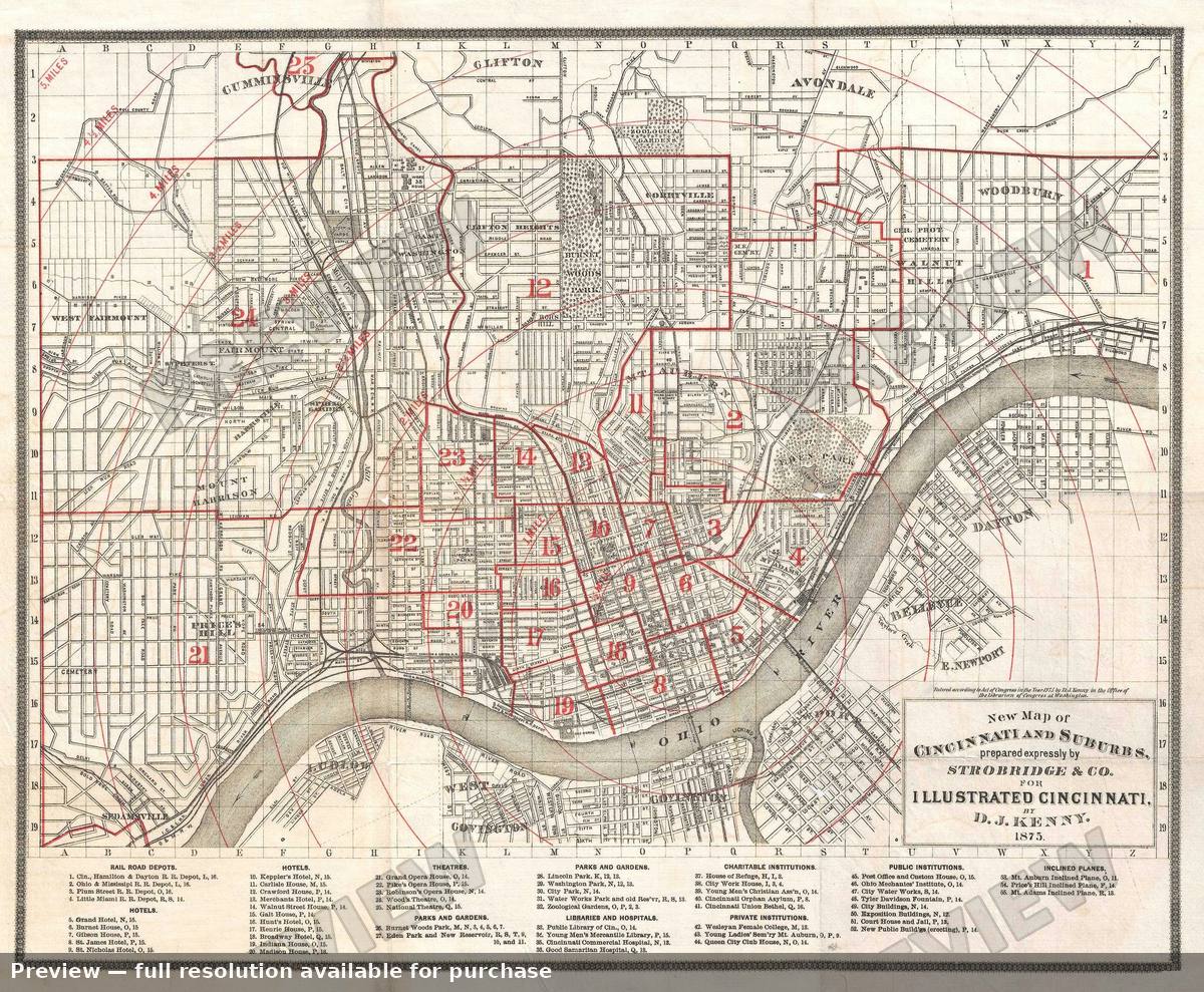 Antique map: Cincinnati Suburbs, 1875, 1875