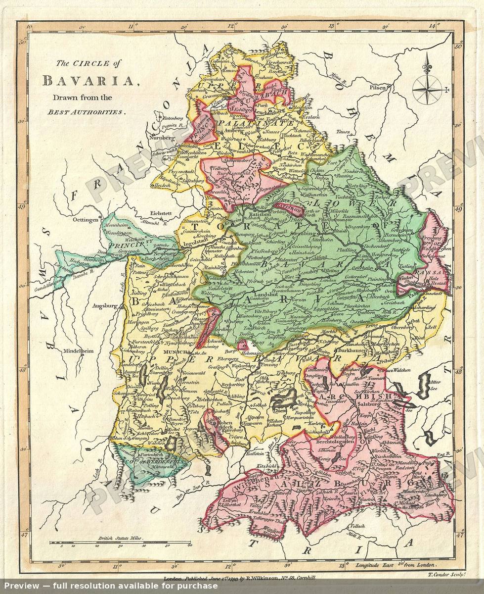 Antique map: Circle Bavaria, 1792