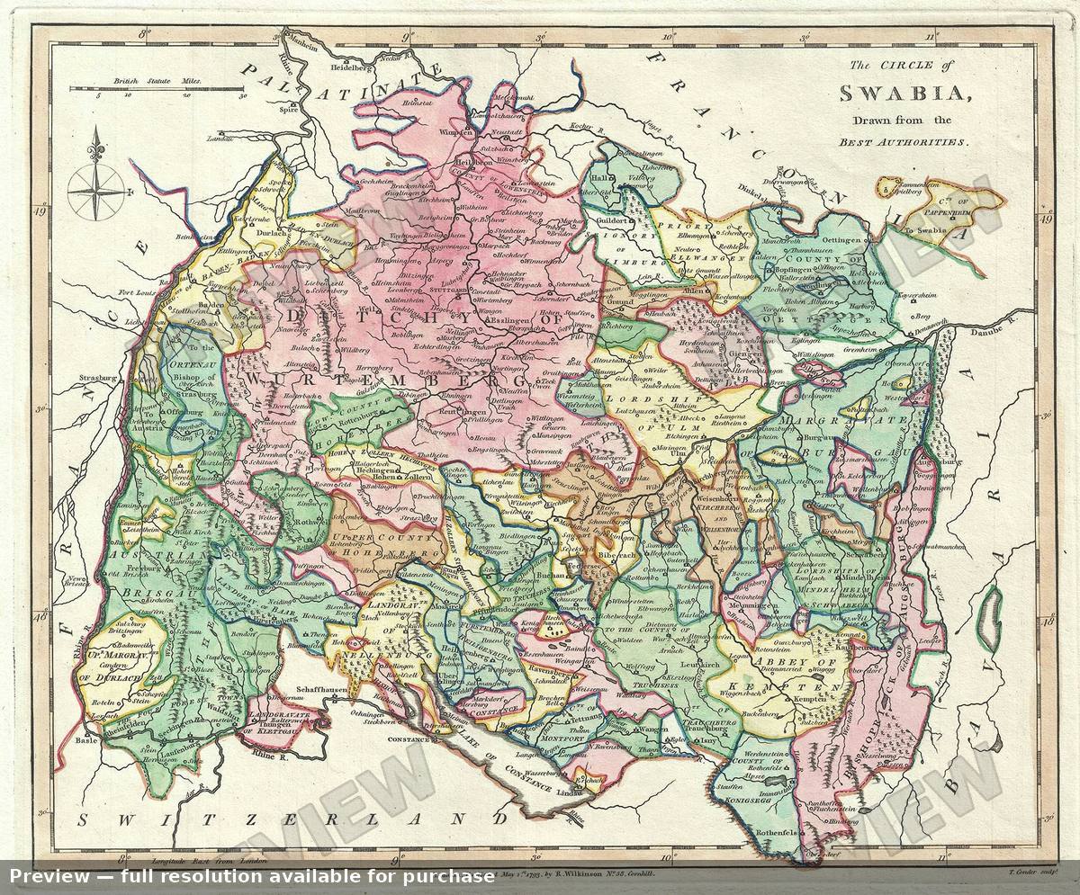 Antique map: Circleof Swabia, 1792