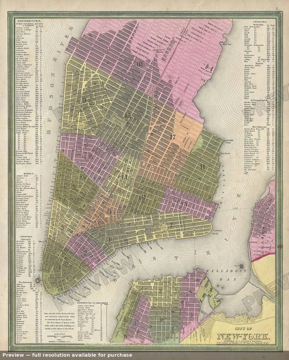 Antique map: City New York, 1846