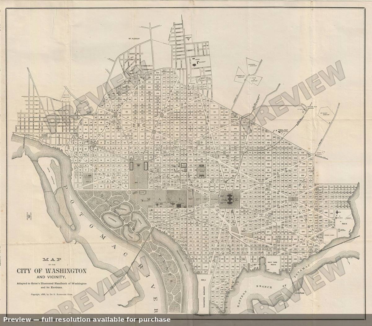 Antique map: City Of Washington, 1888, 1888