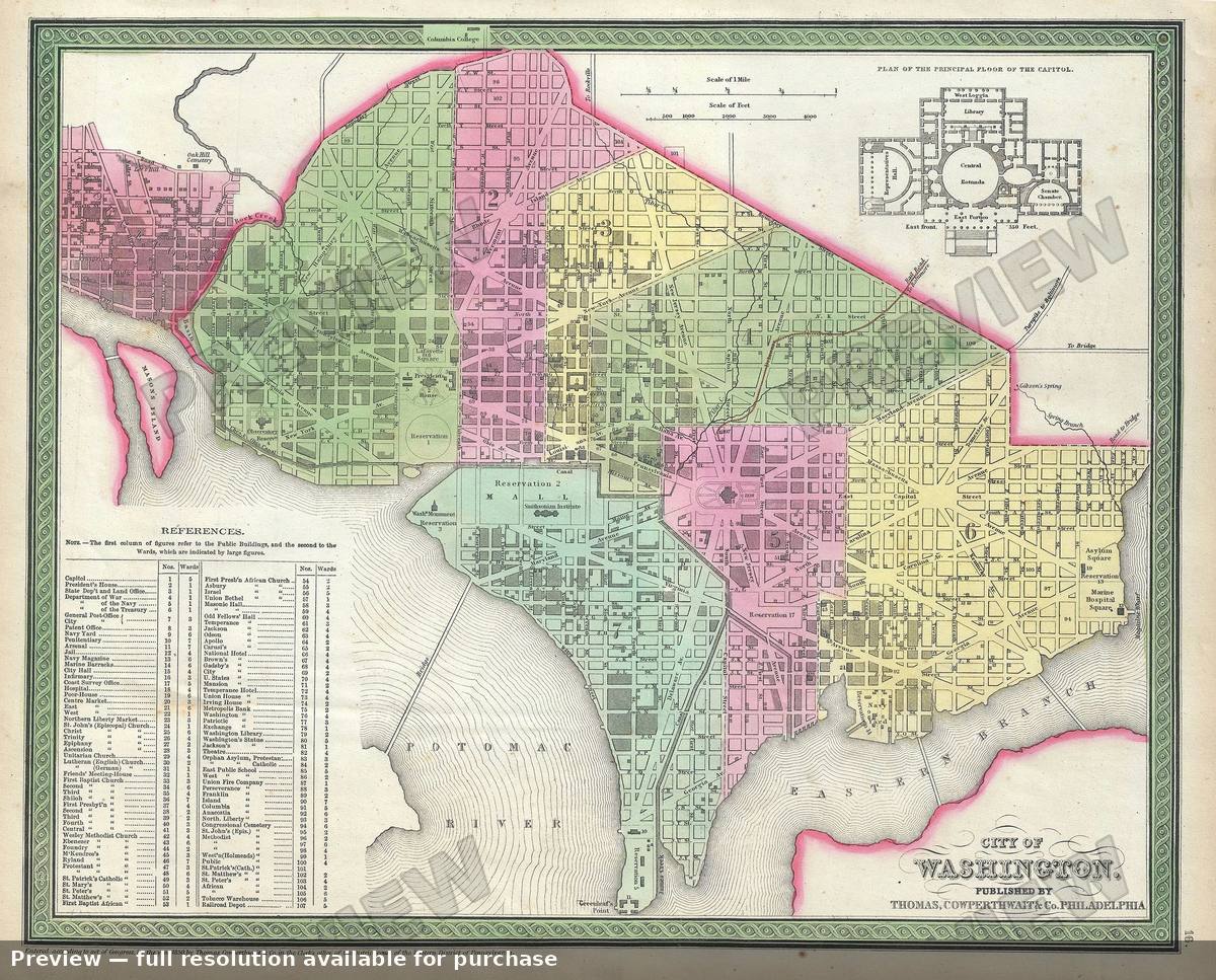 Antique map: City Of Washington, 1854, 1854