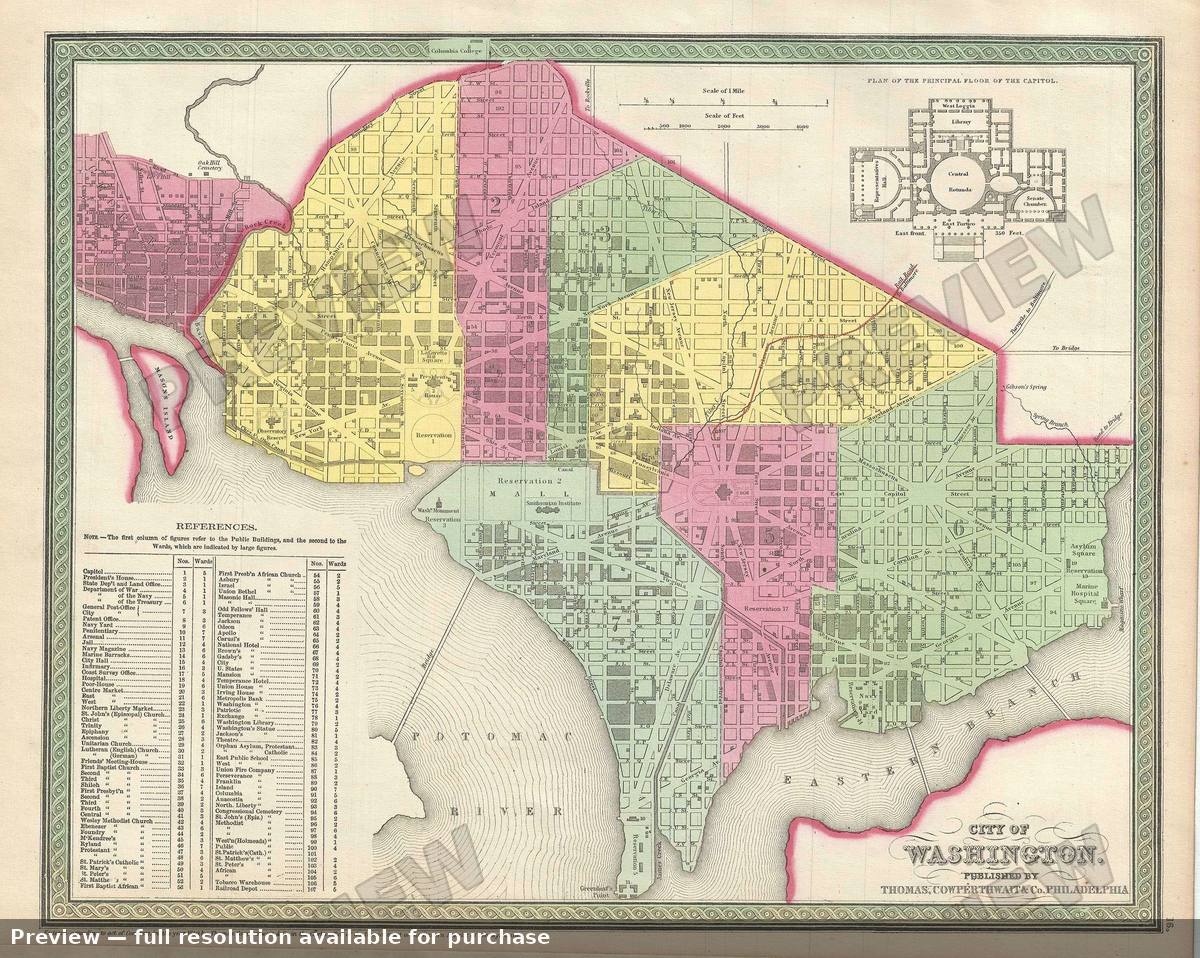 Antique map: City Of Washington 2, 1854