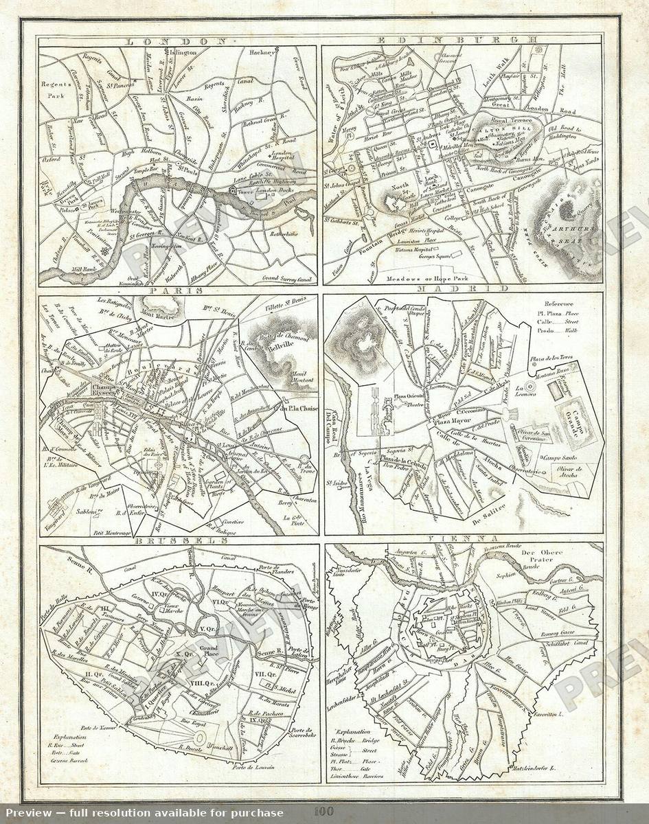 Antique map: City Plans Europe, 1835