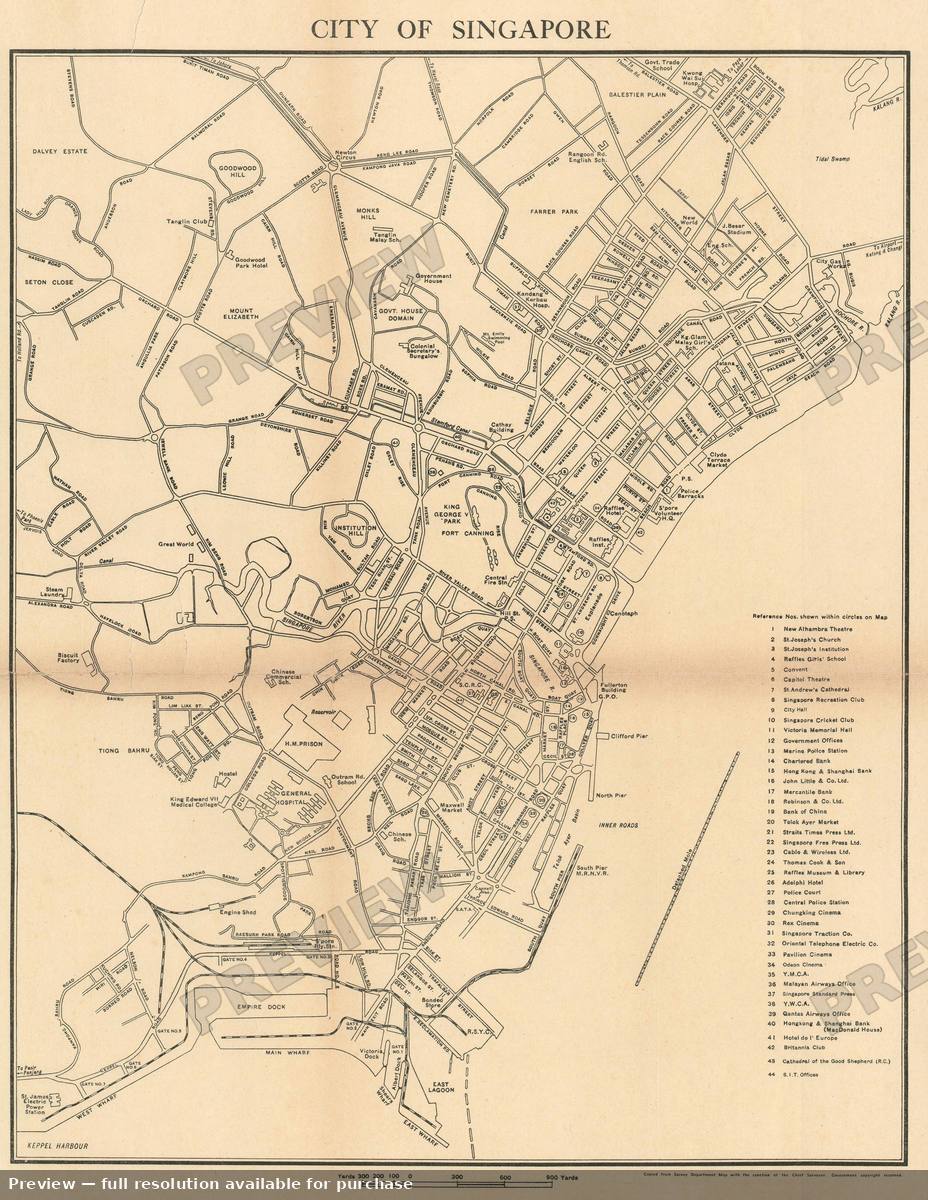 Antique map: Cityof Singapore, 1959, 1959