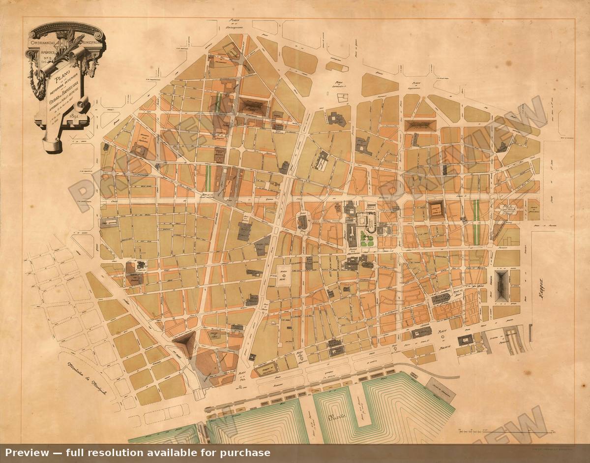 Antique map: Ciutat Vella, 1891, 1891