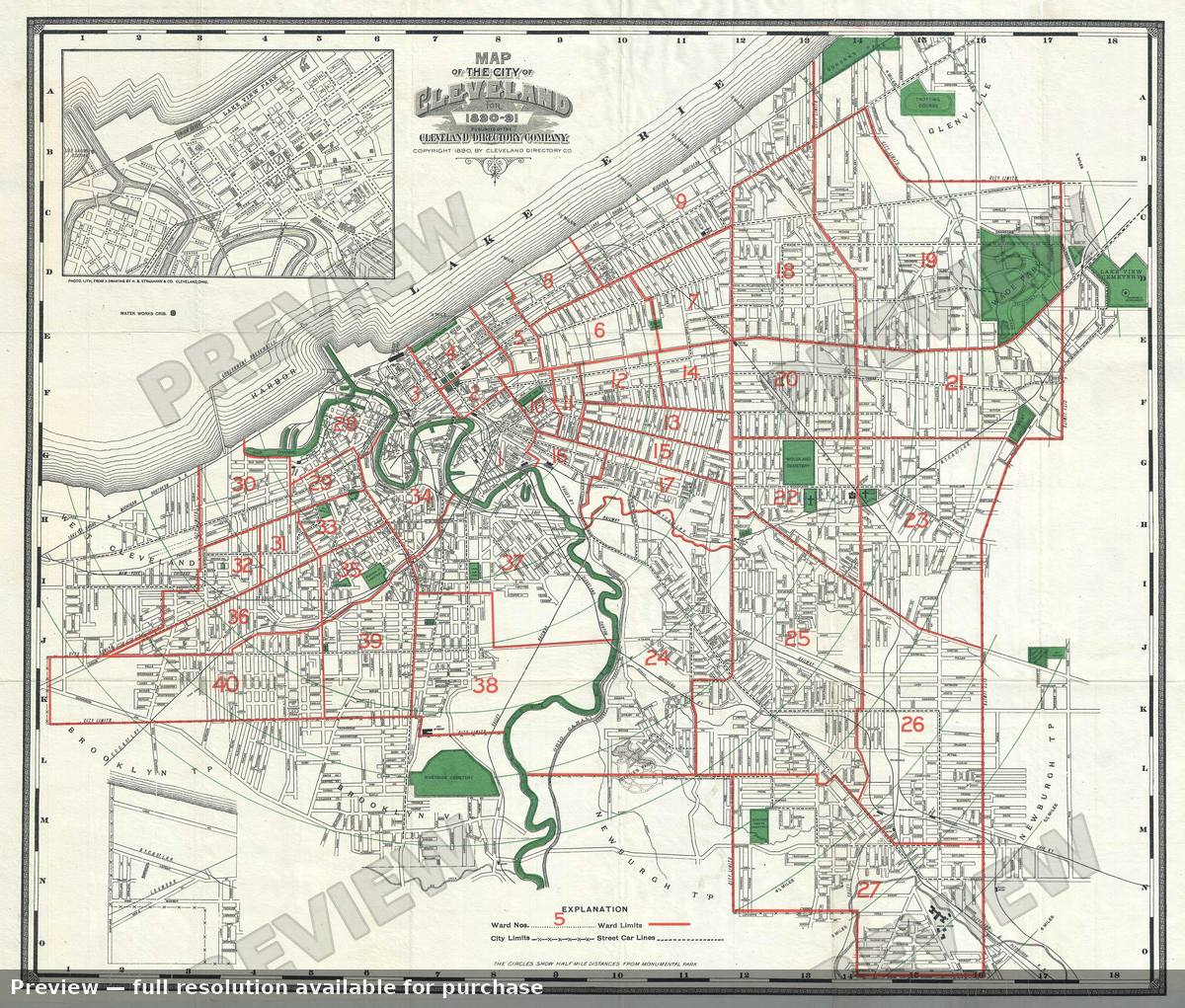 Antique map: Cleveland, 1890, 1890