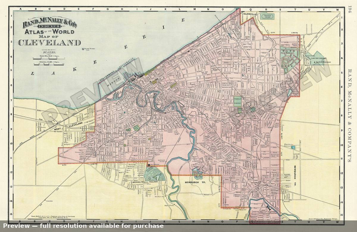 Antique map: Cleveland, 1893, 1893