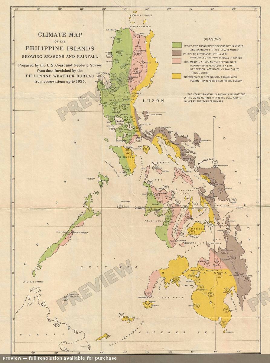 Antique map: Climate Philippines, 1925