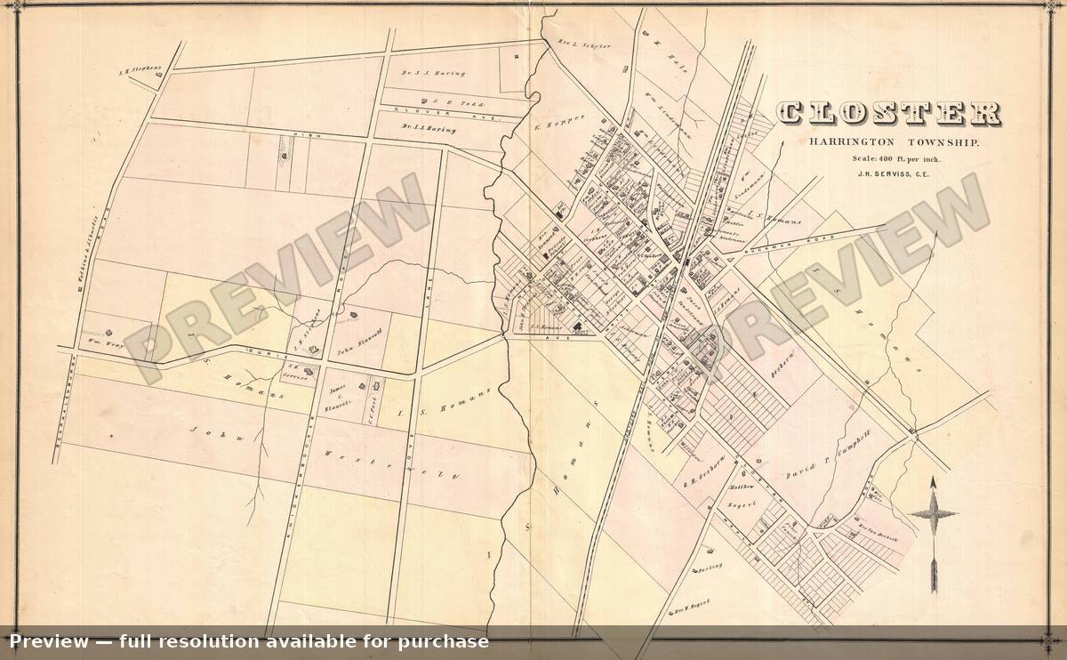 Antique map: Closter NJ, 1876, 1876